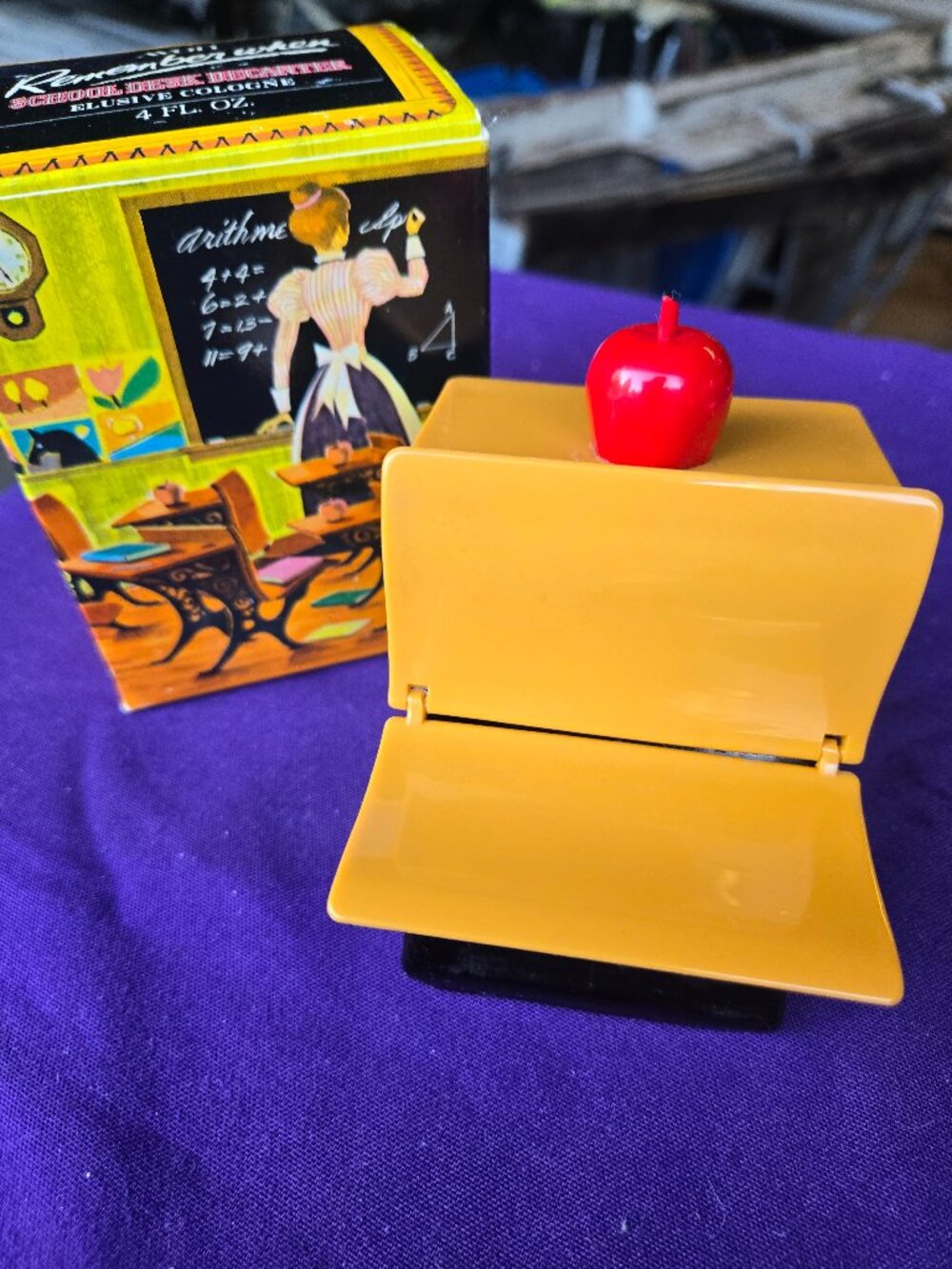 Vintage 1973 Avon Remember When School Desk Decanter with Box